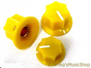 YELLOW ELECTRIC JAZZ BASS GUITAR VOLUME AND TONE KNOBS SET